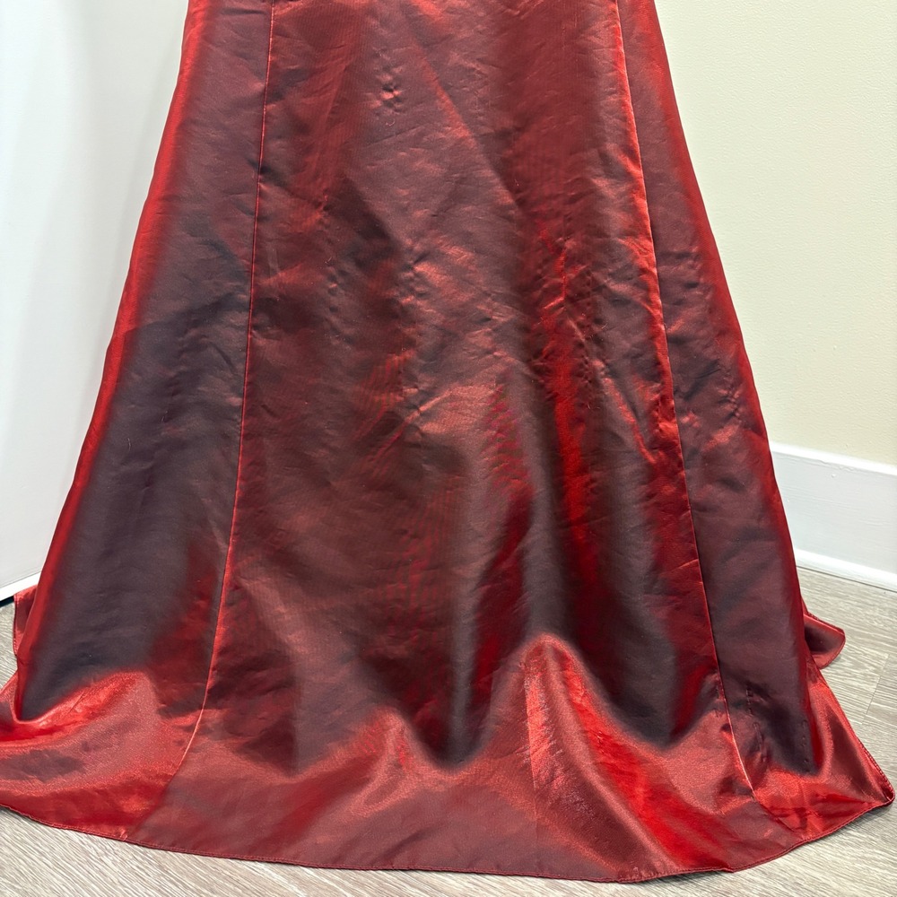 Y2K Zum Zum by Niki Livas Red Iridescent Beaded Halter Prom Ball Gown Goth Small - Picture 6 of 12